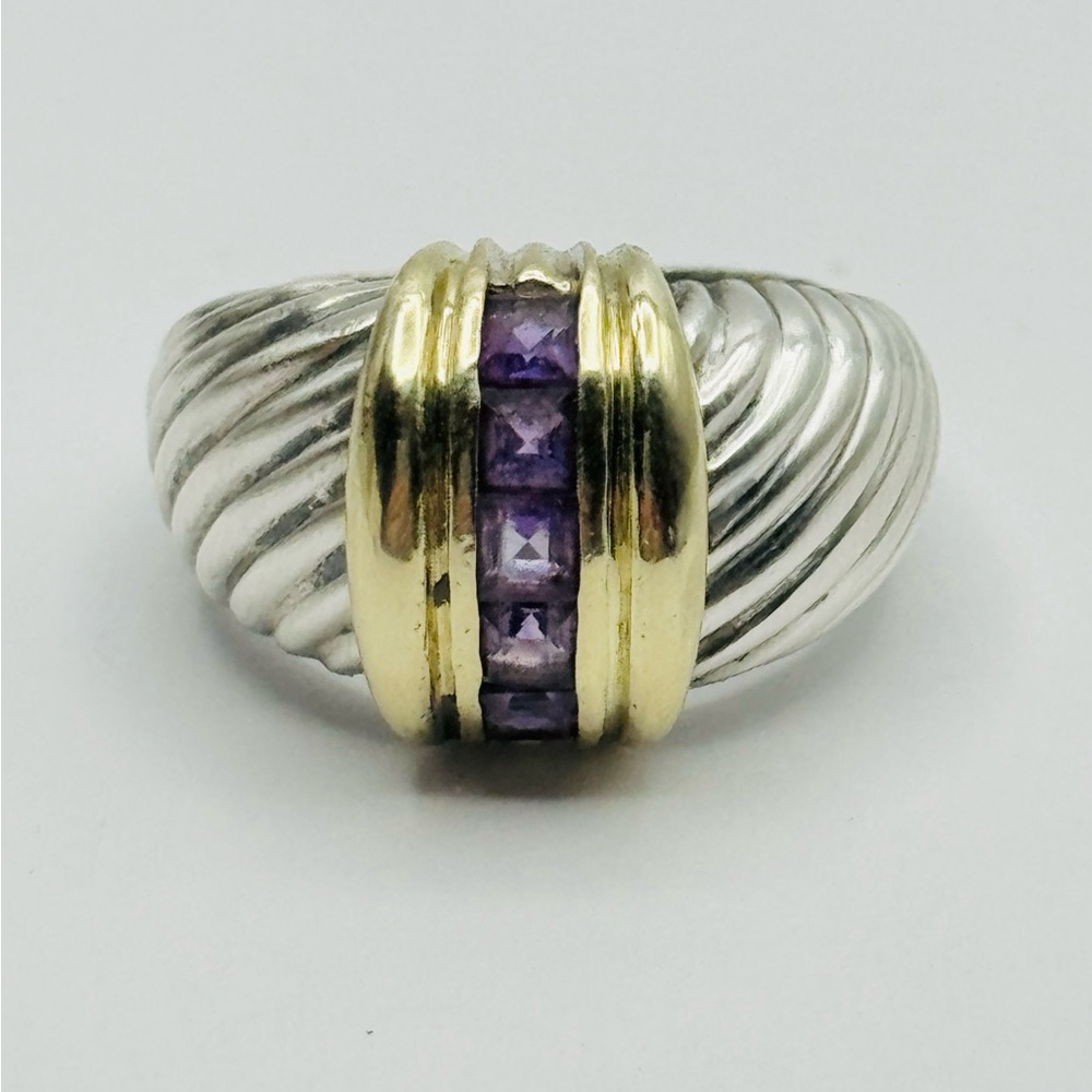 David Yurman Renaissance Dome Ring With Amethyst and Gold